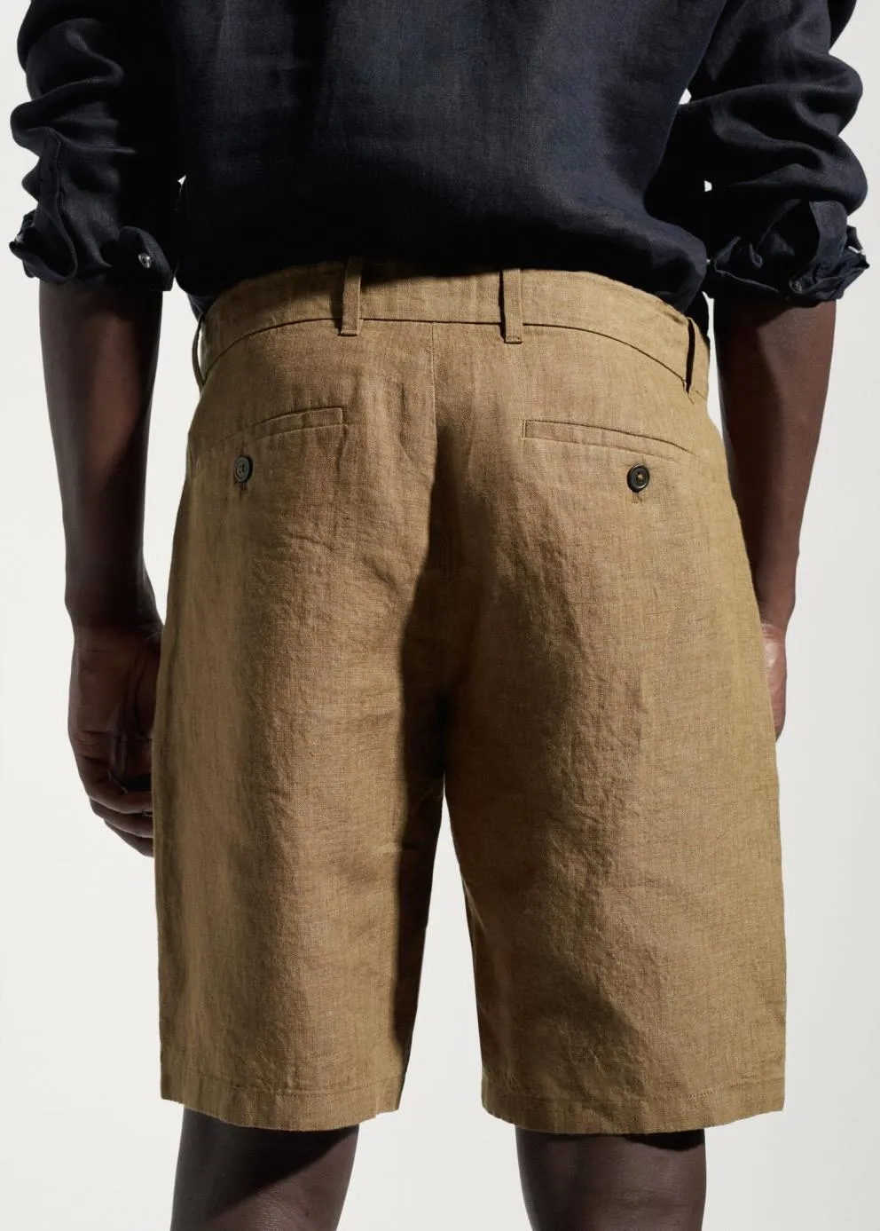 Pantalons | Homme MANGO Bermuda 100 % Lin Tabac